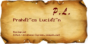 Prahács Lucián névjegykártya
